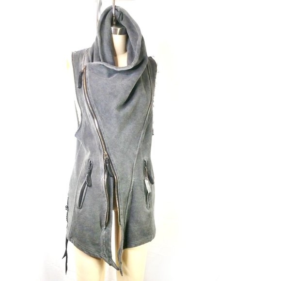 KMRii Rider Vest Long Gray Dystopian Unisex Gilet - Picture 2 of 16